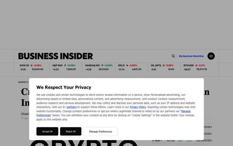 Screenshot of the Crypto Recovers coverage in Business Insider